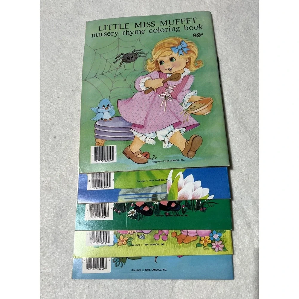 Vtg Landoll 1984, 1986 Nursery Rhyme Coloring Books Set Of 5 Not Used 8.5